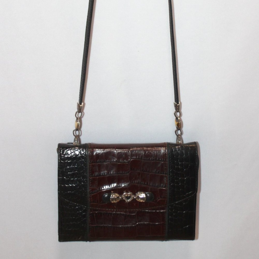 Brighton Vintage Black and Brown Shoulder Bag